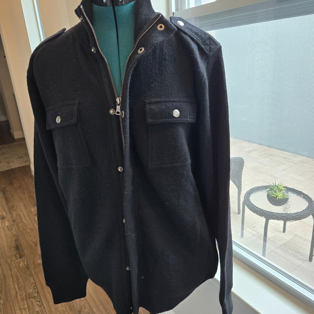 Sebastian Cooper Mens Zip-up and Button-up Cardigan Size Medium 4 pockets Black